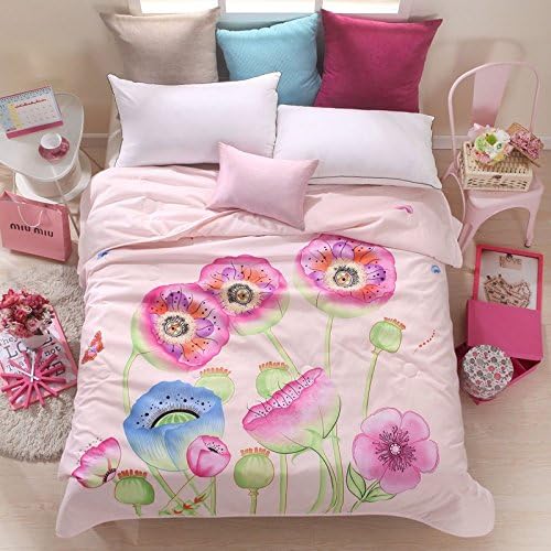 Summer Air Conditioning Quilt Cool Thin Quilts Sofa Blanket Bedding Set 1-Piece, Size 79" * 90" (Pink C)