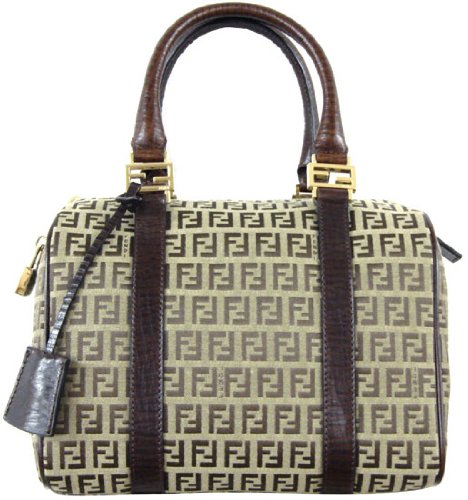 Fendi Beige and Brown Zucchino Canvas Tube Duffel 8BL068-TN9-F0LK9