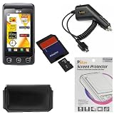 LG KP500 Cookie Unlocked Phone with 3.2 MP Camera (Black) 5 Items bundle kit: Cell Phone + Rapid Car Charger + 4GB microSD Card + Black Horizontal Pouch Case + Universal LCD Screen Protector