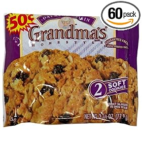 Grandma's Big Cookie, Oatmeal Raisin, 2.75-Ounce Packages (Pack of 60)