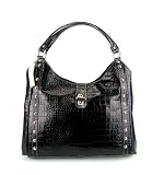 ROBE DI FIRENZE Italian Designer Large Handbag Shoulder Bag Tote in Black, Purple, Rose or White Croc Embossed Leather