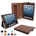 Snugg iPad Mini Leather Case Cover and Flip Stand with Elastic Hand Strap and Premium Nubuck Fibre Interior (‘Distressed’ Brown) – Automatically Wakes and Puts the iPad Mini to Sleep