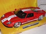 FORD GT 40 GT40 2007 RED WHITE STRIPES 1/24 JADA MODEL CAR