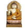 Antique Finish Hand Carved Wood Buddha Statue