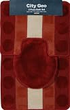 Home Dynamix City Geo Bath Rug Set: CIT3S-268 Brick-Rust Piece Set: 3 Piece Bath Rug Set