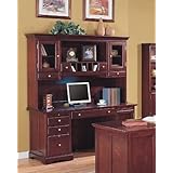 Elegant Cherry Finish Home Office Credenza Desk with Hutch