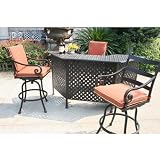Darlee Laguna 82 Inch Cast Aluminum Party Bar Set With Cushions