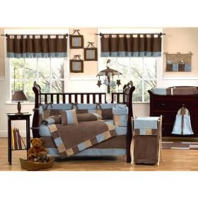 JoJo Designs Infant Boy Nursery Baby 9 Piece Crib Bedding Set - Soho Blue and Brown