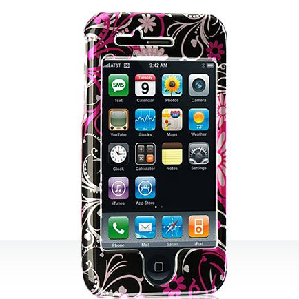 Premium Designer Hard Crystal Snap-on Case for Apple iPhone 3G, 3GS 3G-S – Cool Pink Butterfly Print