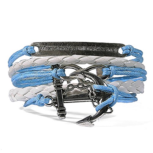 Hitop jewelry mens womens leather bracelet, vintage anchor infini…