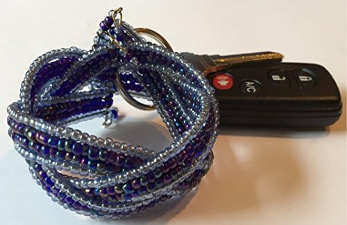 Key Kuffs - Beaded Wrist Bracelet Key Chain (Purple &amp; Blue)