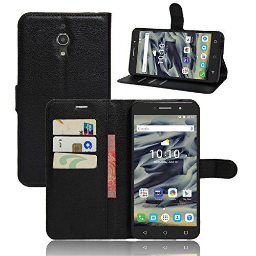 Alcatel Pixi 4 6.0 inch (4G) Case,Gift_Source [Card Slots] [Stand View] Premium Litchi Texture PU Leather Holster Magnetic Folio Flip Wallet Case Cover for Alcatel OneTouch Pixi 4 6.0 inch (4G)[Black]
