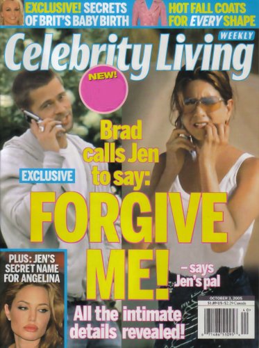Celebrity Living Magazine Jennifer Aniston & Brad Pitt October 3, 2005 Issue