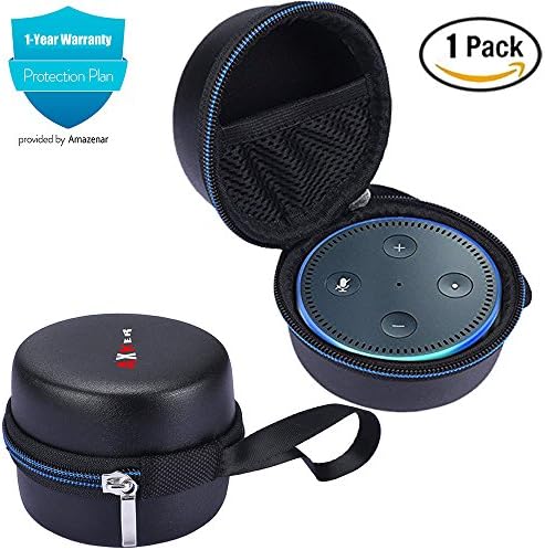 AXKER Black-Blue Portable Protective Carrying Case Cover Bag Box for Amazon Echo Dot and All-New Echo Dot ( 2nd Generation )- Travel Carry Pouch Sleeve Extra Room with USB Cable and Wall Charger