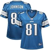 Detroit Lions Jerseys : Reebok NFL Equipment Detroit Lions #81 Calvin Johnson Ladies Light Blue Replica Football Jersey