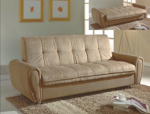 Taupe Adjustable Storage Sofa Bed