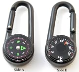 Wholesale Lot 20pc Carabineer Compasse Thermometer for Survival Kit