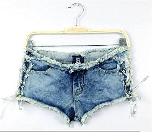 Fastfang Women Sexy Cut Off Low Waist Mini Denim Shorts