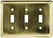 Franklin Brass 64376 Stamped Steel Round Triple Toggle Switch Wall Plate/ Cover, Antique Brass