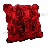 Red Roses Shabby Chic Silk Cushion Covers 18 x 18 inch