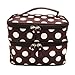 Icon Double Layer Dots Pattern Travel Toiletry Cosmetic Bag Makeup Organizer Travel Case With Mirror