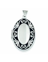 Genuine .925 Sterling Silver Enameled Scroll Oval Locket 2.5 Grams. 100% Satisfaction Guaranteed.