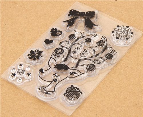 Imagen 3 de Bonitas pegatinas de gel con un ciervo, copos de nieve