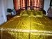 7pc Peacock Motif Bedspread Golden Yellow Brocade Silk Bedding King