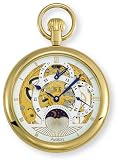 Avalon 17-jewel Mechanical Skeleton Dual Time Zone Pocket Watch with Chain # 8626G