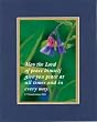 Beautiful and Inspiring 8 x 10 Inches Frame able Inspirational Floral Note Card (May the Lord of Peace Himself . . . ) on Double Beveled Matting