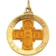 14K Yellow Gold Four Way Cross Medal - 25.00mm