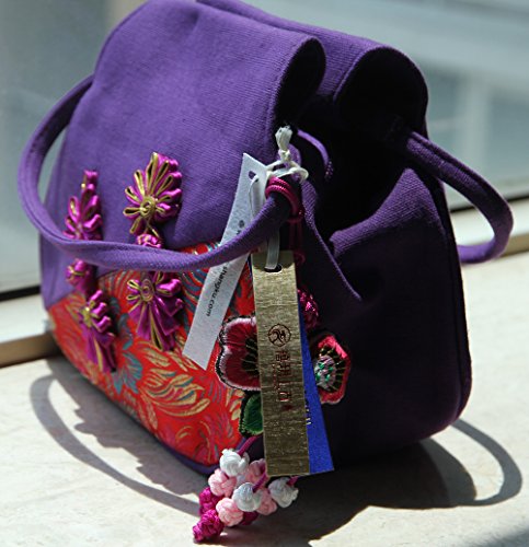 JOY-SHANGKU Chinese YunNan Style W/button Hand Bag (L7.5″W4″H7″)–Purple JOY-SHANGKU Chinese YunNan Style W/button Hand Bag (L7.5″W4″H7″)–Purple