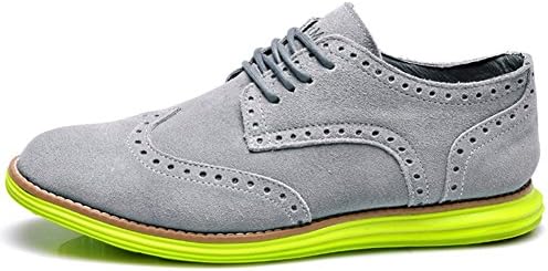 AMANGU Men's Suede Dress Shoes Soft Rubber Sole Everyday Lace-up Modern Cap Toe Casual Oxfords