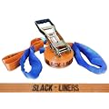 4 Teiliges Slackline-Set - 50mm breit, 15m lang - mit Langhebelratsche h�chste Qualit�t *NEU*