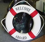 Nautical Welcome Aboard Cloth Life Ring Red 13.5