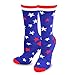 TeeHee Novelty Fashion Americana Crew Socks for Women 4-Pair (Stars and Stripes)