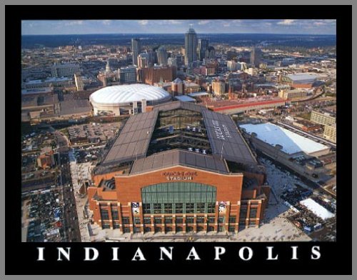 Indianapolis Colts - Lucas Oil Stadium Aerial - Med - Wood Mounted Poster Print