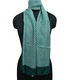IBA Green Polka Dot Scarve Pure Silk Stole Scarf Shoulder Neck Stole 70 X 20 inches