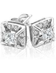 Princess Diamond Halo Earrings 5/8ctw