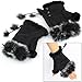 Fashion Girls Ladies Rabbit Fur Hand Wrist Warmer Winter Fingerless Gloves Black