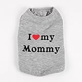 Commoditie(TM) Pet Dog Cat Cute I Love My Mommy Puppy Shirt Small Dog Apparel Summer Dress Size Medium - Grey Color --- DESIGNED FOR SMALL BREED DOGS