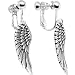Silver Tone Angel Wing Clip On Earrings