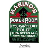 	Customized Bluff Or Fold Poker Room All Wood Decorative Sign