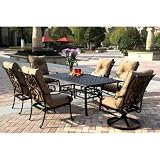 Darlee Santa Anita Cast Aluminum Outdoor Patio Dining Set - 7 Piece Set With Cushions - Antique Bronze