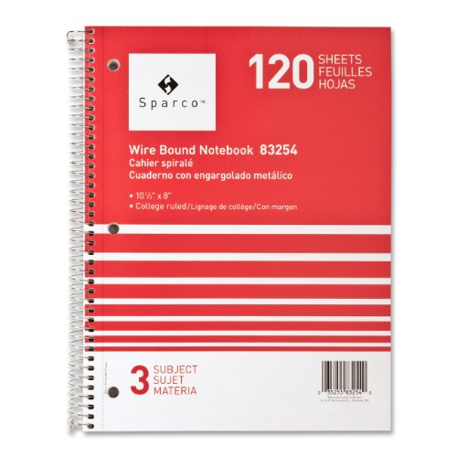 Notebooks, 3 Subject, 10-1/2 x 8 Inches, College Ruled, 120 Sheet, Assorted On Sale