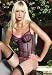  : 2PC Mesh and Velvet Trim Underwire Corset Sexy Lingerie Intimate Apparel with G-String