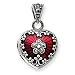 Sterling Silver Red Enamel & Marcasite Heart Locket