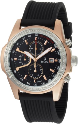 Bulova Men's 98E109 Diamond Case Black Dial Watch