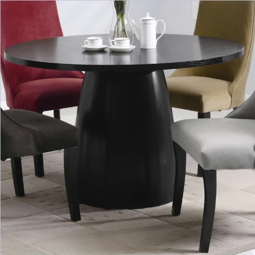 Round Pedestal Wood Brown Black Dining Table Buy Online Lleavioaz3
