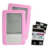 Pink Color (2 Packs) Amazon Kindle 2 E-Book Reader Silicone Rubber Skin Case + 2 Packs Kindle2 Anti Scratch LCD Screen Protectors